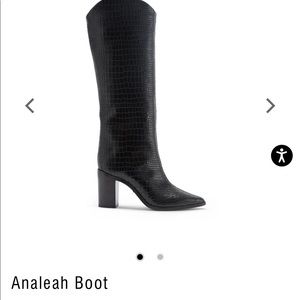 Black croc leather boot